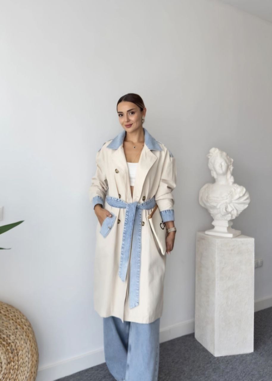 🖤 Trench Urbain en Similicuir & Denim